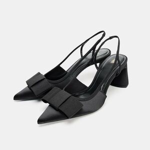 Zara bow slingback heels Elegant Black